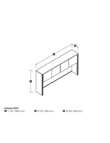 72W Hutch for Desk Shell