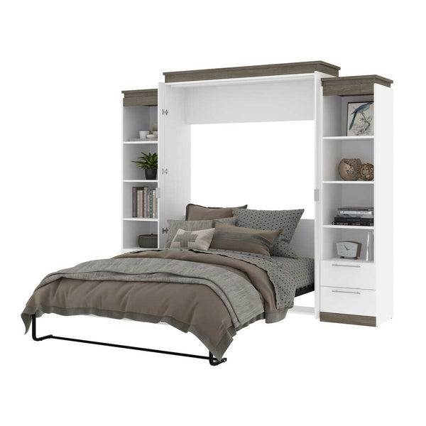 Queen Murphy Bed with Shelves and Drawers (106W)