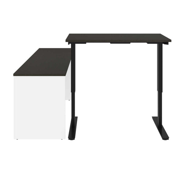 72W L-Shaped Standing Desk with Pedestal