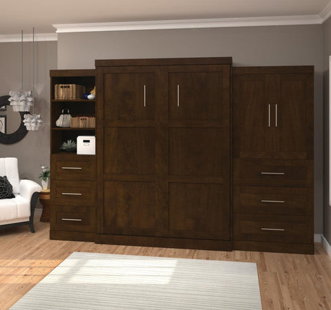 Queen Murphy Bed with Open and Concealed Storage (126W)