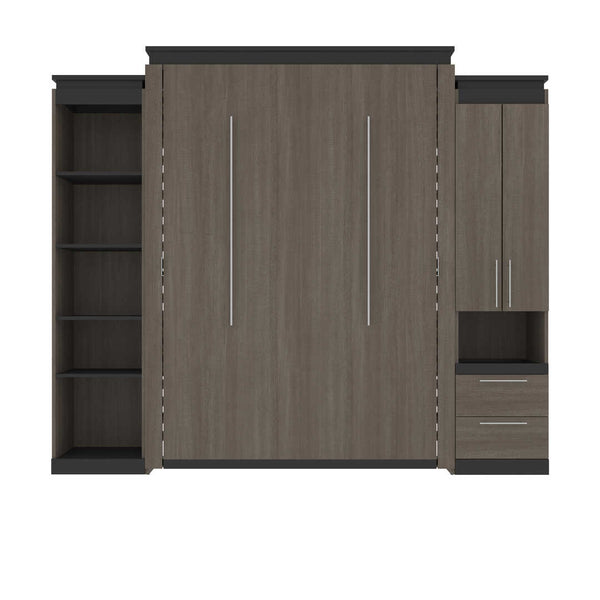 Queen Murphy Bed with Storage Cabinet and Shelves (106W)