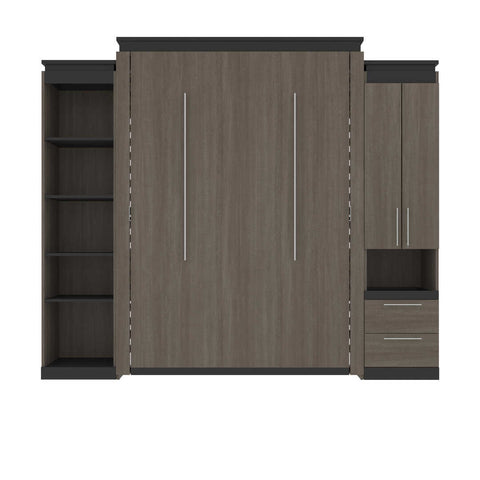 Queen Murphy Bed with Storage Cabinet and Shelves (106W)