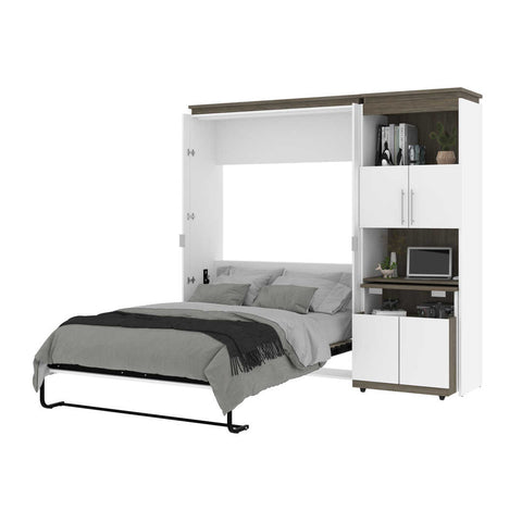 Full Murphy Bed with Storage Cabinet and Fold-Out Desk (91W)