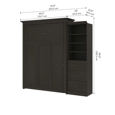 Queen Murphy Bed with Shelves and Drawers (92W)