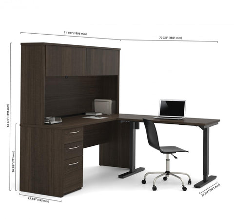 2-Piece set including a standing desk and a desk with hutch