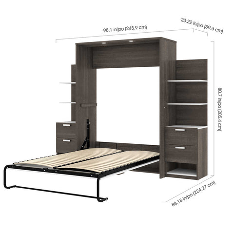 Full Murphy Bed with Nightstands and Floating Shelves (99W)