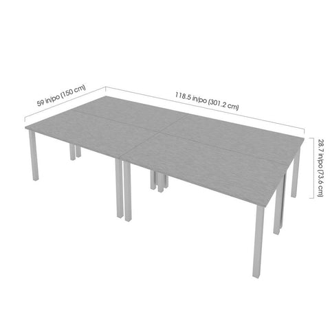 Four 60W x 30D Table Desks with Square Metal Legs