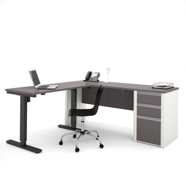 72W L-Shaped Standing Desk with Pedestal