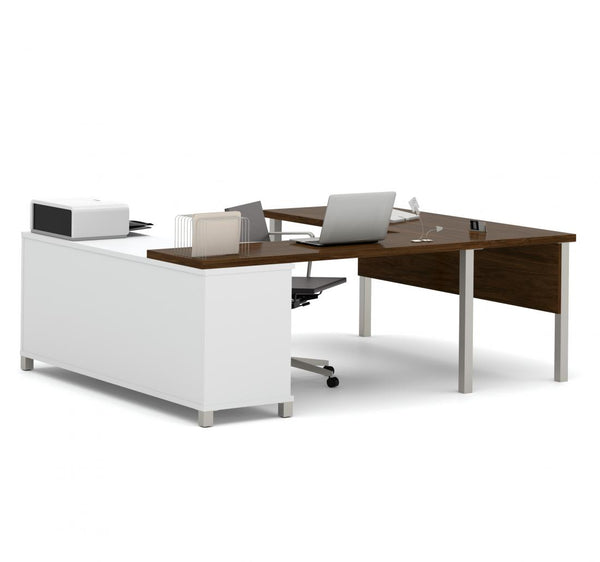 72W U-Shaped Executive Desk with Metal Legs