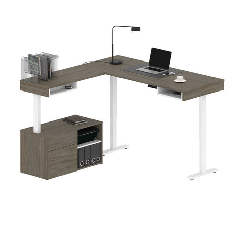 72W L-Shaped Standing Desk with Credenza