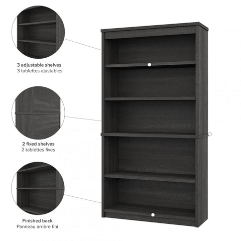 65W L-Shaped Desk with Hutch, Lateral File Cabinet, and Bookcase