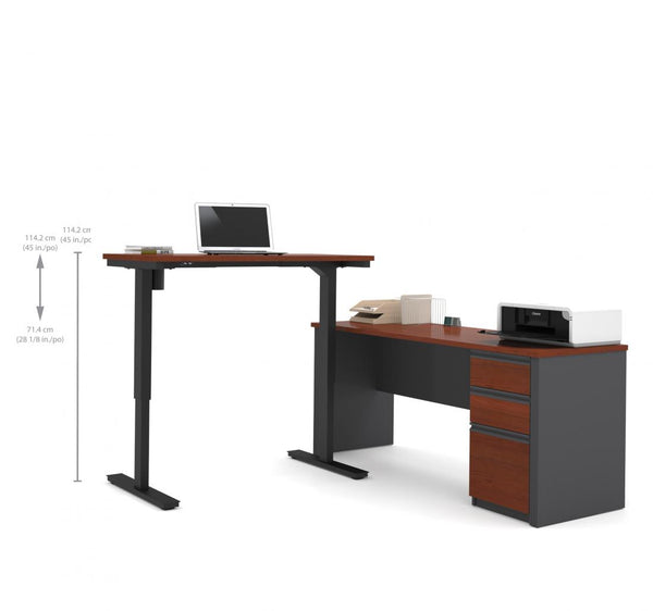 72W L-Shaped Standing Desk with Pedestal