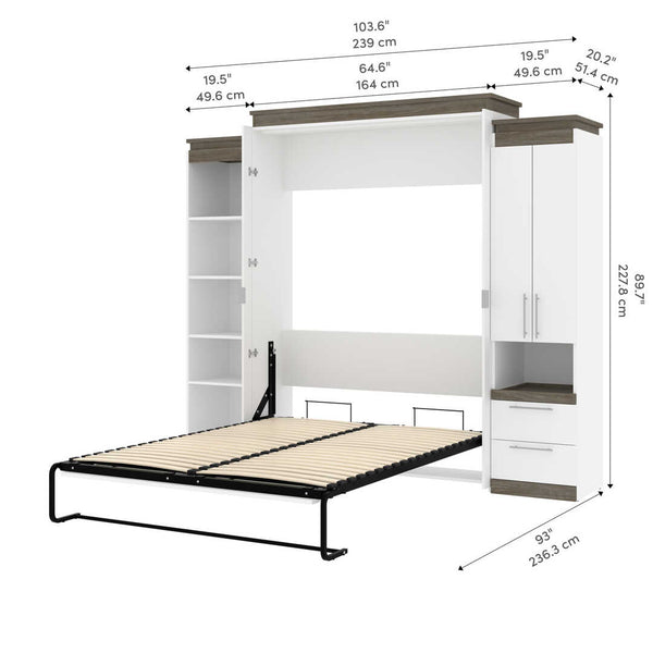 Queen Murphy Bed with Storage Cabinet and Shelves (106W)