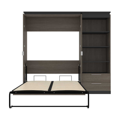 Full Murphy Bed with Shelves and Drawers (91W)