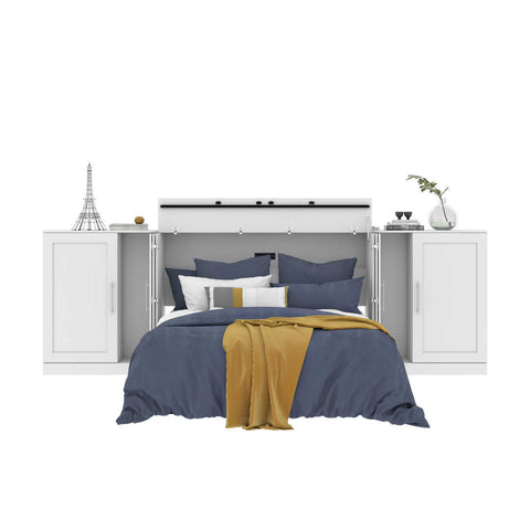 Queen Cabinet Bed with Mattress and Storage Cabinets (139W)