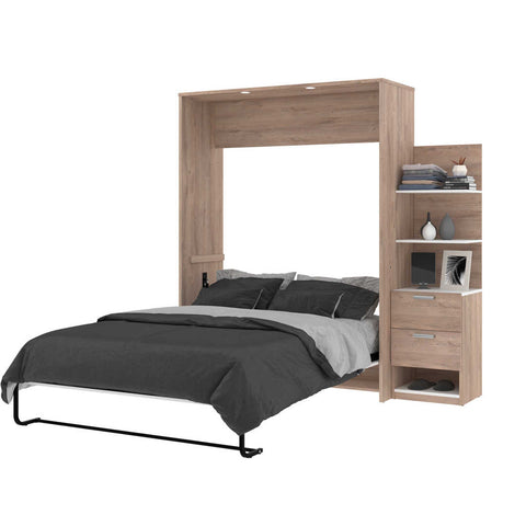 Queen Murphy Bed with Nightstand and Floating Shelves (85W)