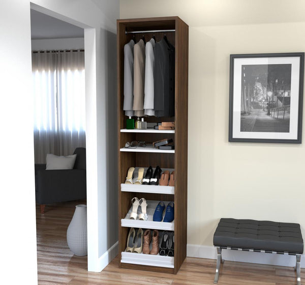 Queen Murphy Bed and 2 Narrow Closet Organizers with Drawers (105W)