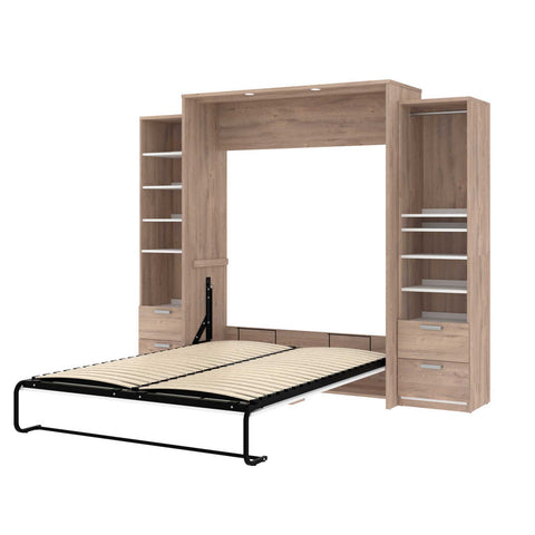 Queen Murphy Bed and 2 Narrow Closet Organizers with Drawers (105W)