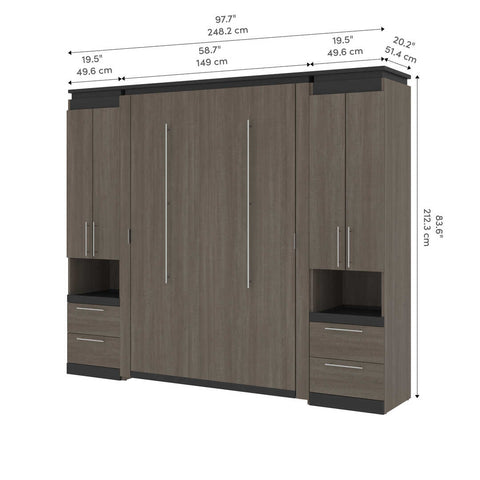 Full Murphy Bed with Storage Cabinets and Pull-Out Shelves (100W)