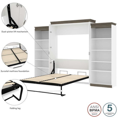 Queen Murphy Bed with Shelves (126W)