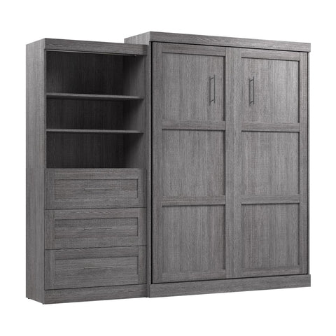 Queen Murphy Bed and Shelving Unit with Drawers (101W)