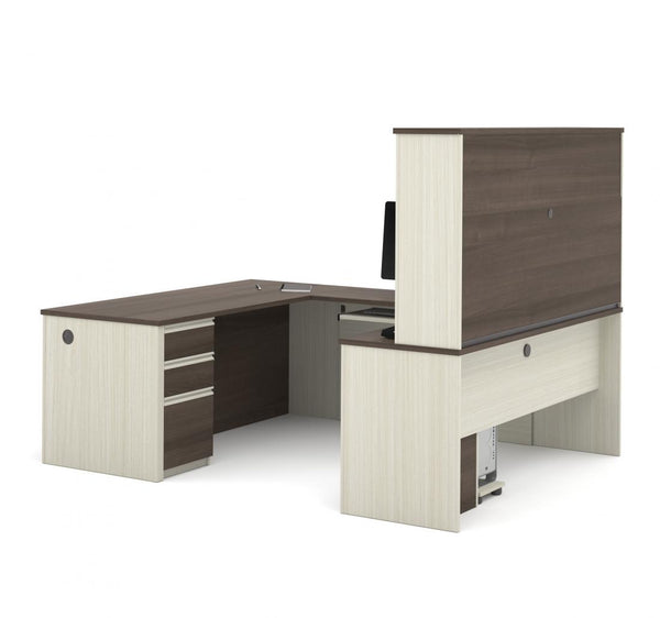 72W U-Shaped Executive Desk with 2 Pedestals and Hutch