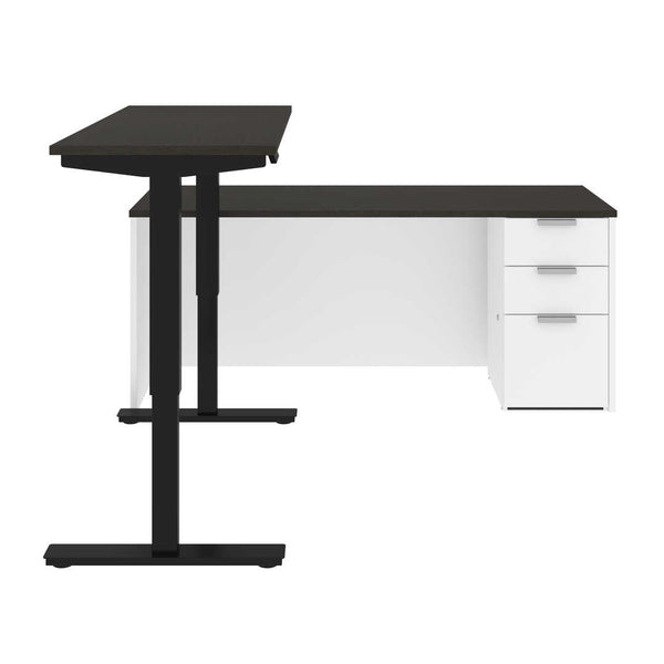 72W L-Shaped Standing Desk with Pedestal