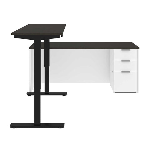 72W L-Shaped Standing Desk with Pedestal