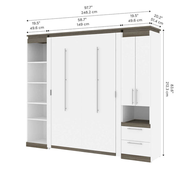 Full Murphy Bed with Storage Cabinet and Shelves (100W)