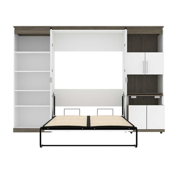 Full Murphy Bed with Shelves and Storage Cabinet with Fold-Out Desk (120W)