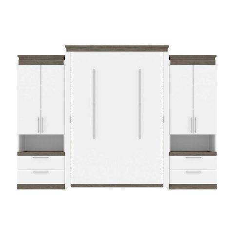 Queen Murphy Bed with Storage Cabinets and Pull-Out Shelves (126W)