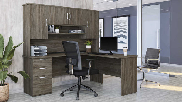 L-Shaped Desk with Hutch