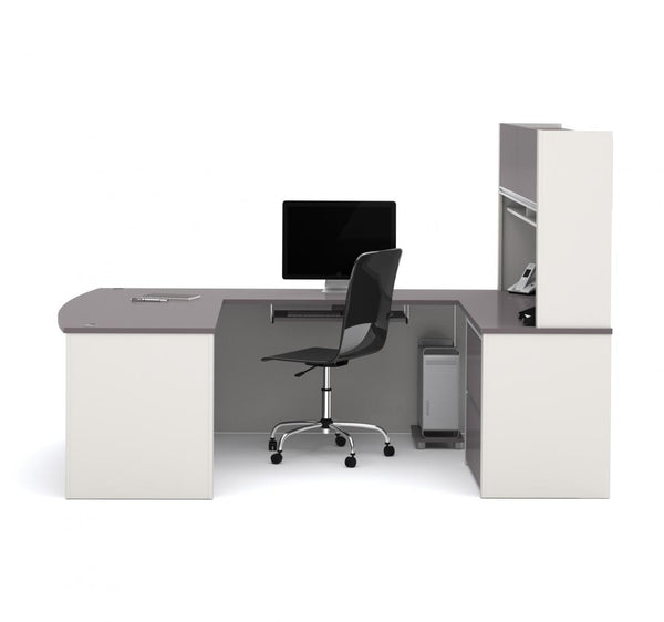 72W U-Shaped Executive Desk with Lateral File Cabinet and Hutch