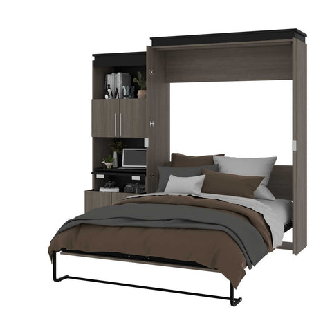 Queen Murphy Bed with Storage Cabinet and Fold-Out Desk (97W)