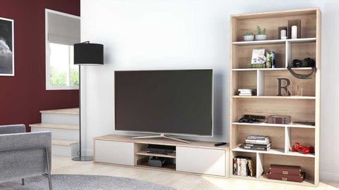 TV Stand with 2 Asymmetrical Shelving Units