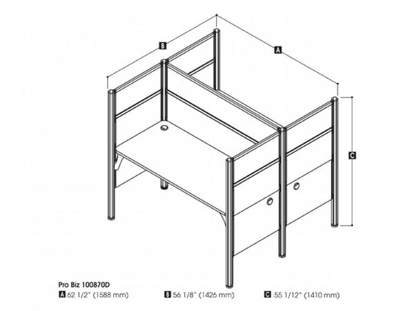 63W Office Cubicles with Gray Tack Boards and High Privacy Panels