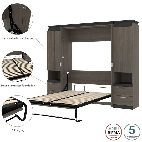 Full Murphy Bed with Storage Cabinets and Pull-Out Shelves (100W)