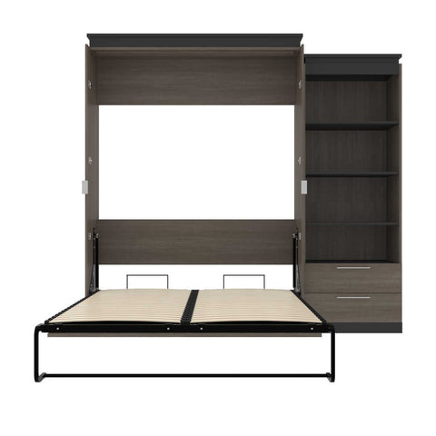 Queen Murphy Bed with Shelves and Drawers (97W)