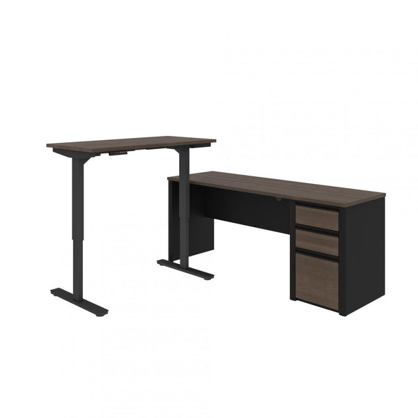 72W L-Shaped Standing Desk with Pedestal