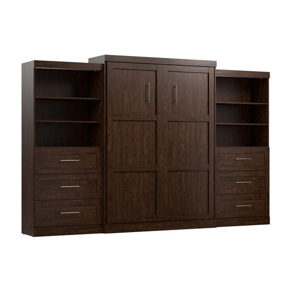 Queen Murphy Bed and 2 Shelving Units with Drawers (136W)