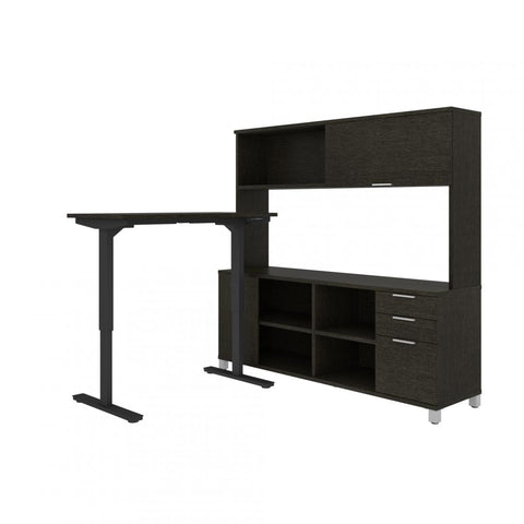 72W L-Shaped Standing Desk with Hutch