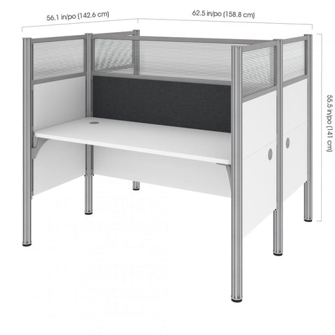 63W Office Cubicles with Gray Tack Boards and High Privacy Panels