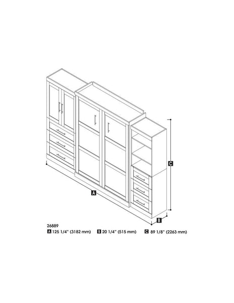 Queen Murphy Bed with Open and Concealed Storage (126W)