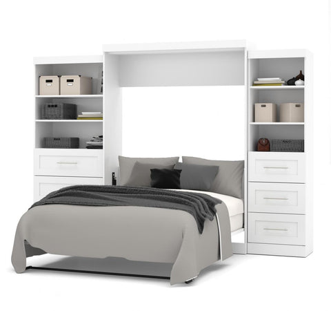 Queen Murphy Bed and 2 Shelving Units with Drawers (126W)