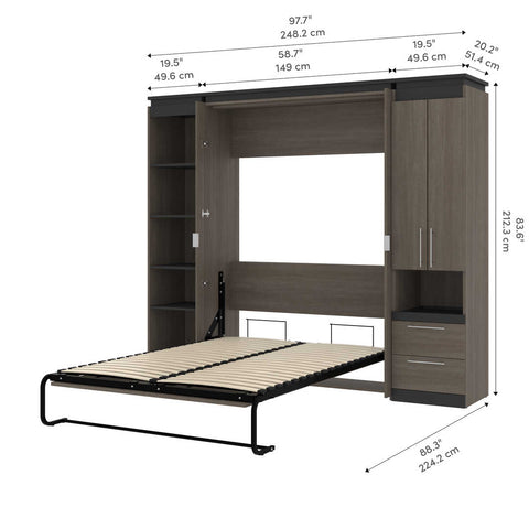 Full Murphy Bed with Storage Cabinet and Shelves (100W)