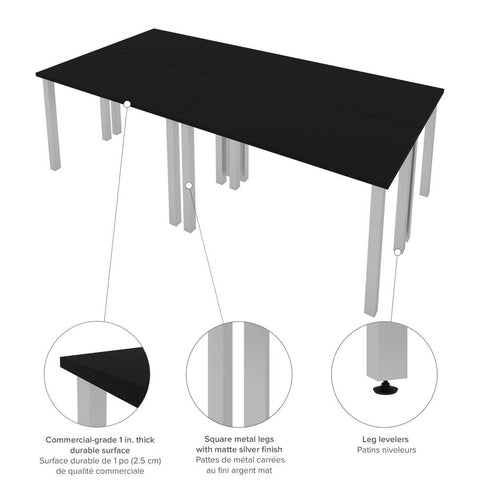 Four 48W x 24D Table Desks with Square Metal Legs