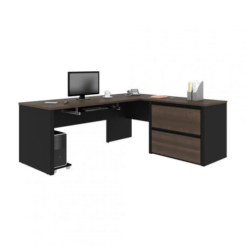 72W L-Shaped Desk with Lateral File Cabinet