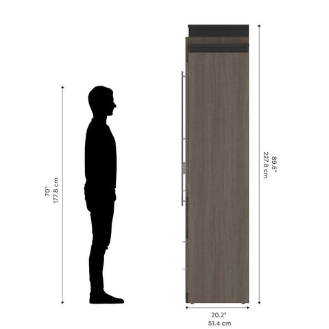 Queen Murphy Bed with Storage Cabinet and Tall Shelf with Drawers (106W)