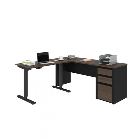 72W L-Shaped Standing Desk with Pedestal