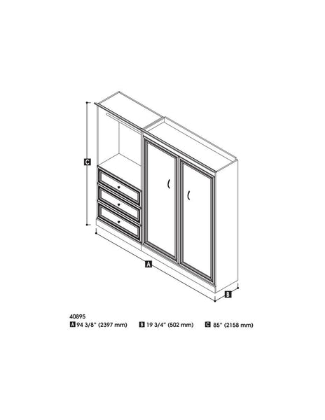 Full Murphy Bed and Closet Organizer with Drawers (95W)